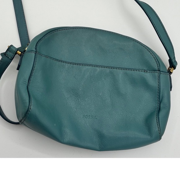 Fossil Crossbody Sydney Bag Teal Green Leather‎ Purse Adjustable Strap Small - Picture 1 of 7